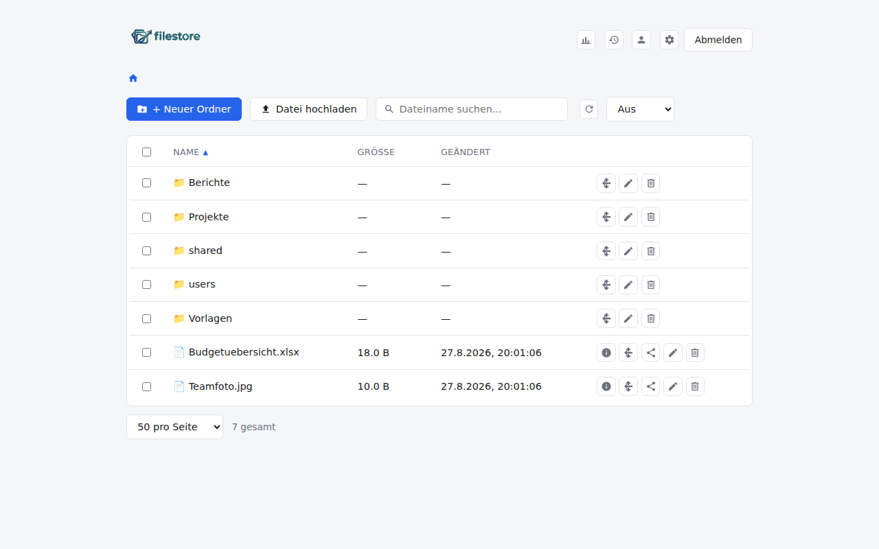 Filestore file browser screenshot
